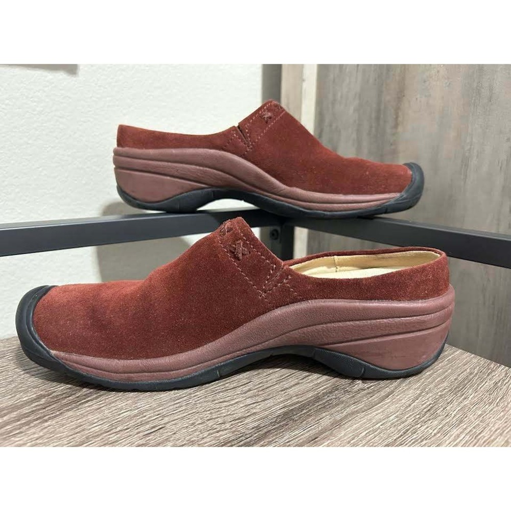 Keen Presidio Mules Mahogany Red Suede Clogs Walking Slip On Shoes Womens 9